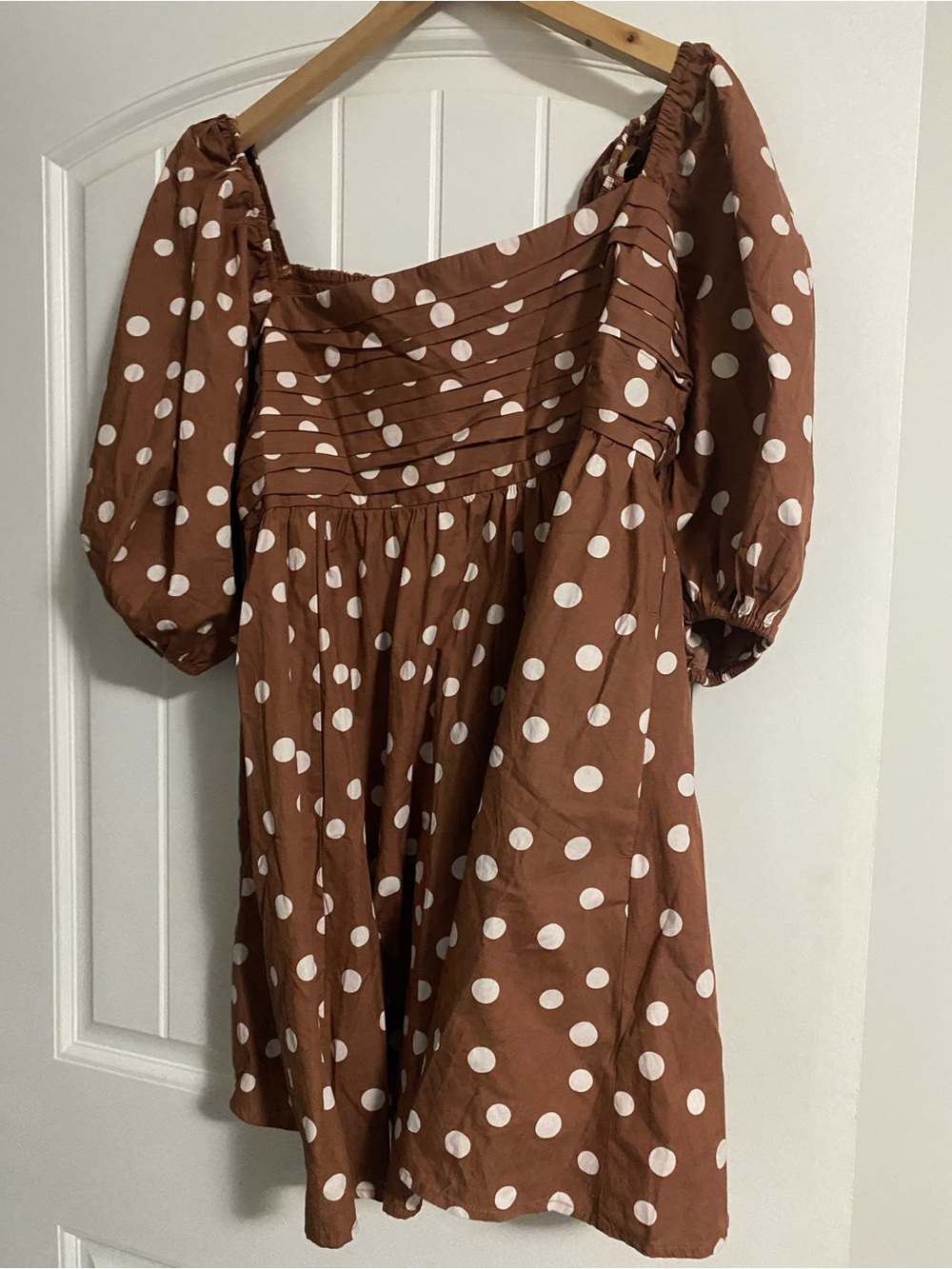 Abercrombie & Fitch Brown and White Polka Dot Mini Dress